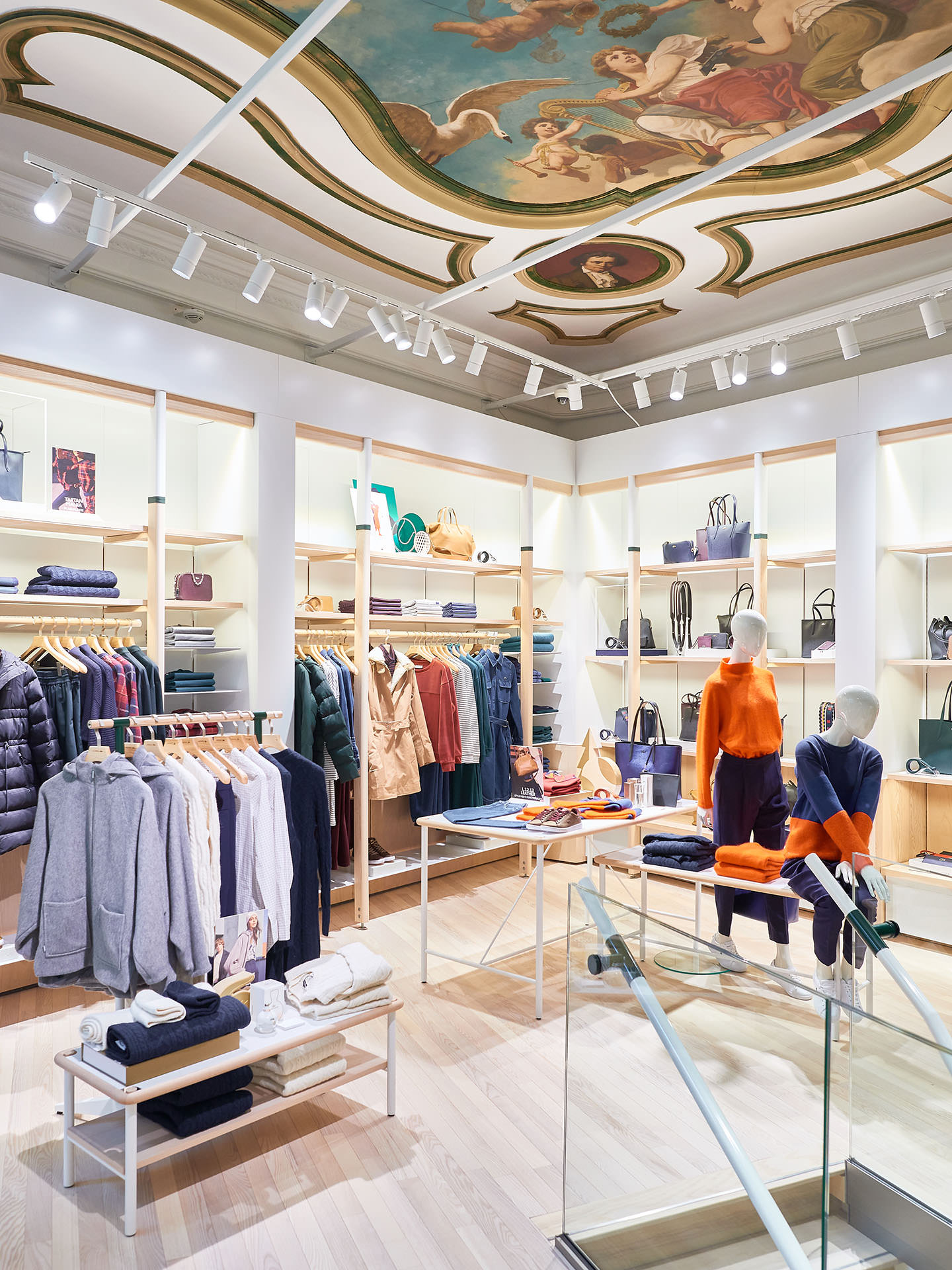 Interior view of Lacoste store Ku'damm with view on painted ceiling