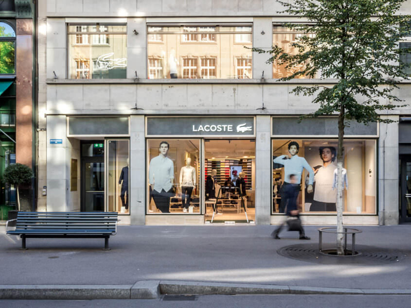 View on the facade of the Lacoste store in Zurich